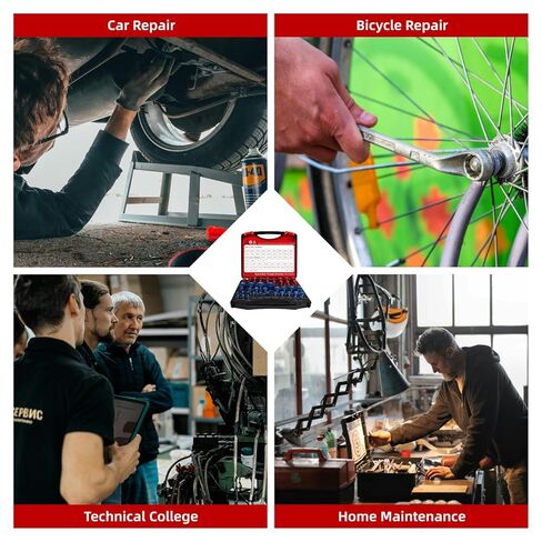 فاحص الخيوط، 52 قطعة من مفتش خيط الصواميل والمسمار، مقاييس خيط قياسية ومترية مع مكتشف حجم المسمار، 28 بوصة + 24 مقياس خيط نوع الصندوق المتري، حجم تحديد سريع للمناطق الضيقة والصعبة in Kuwait