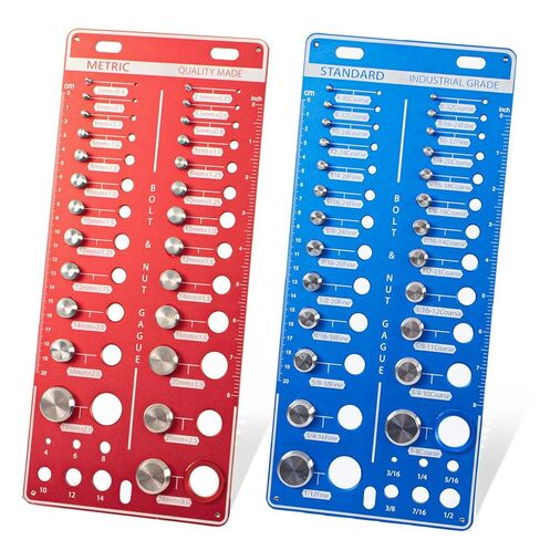 62 Nut and Bolt Thread Checker 25 SAE, Bolt and Nut Sizer, Thread Checker with 25 Standard & 25 Metric Bolt & 12 Drill Bit Gauge, for Identify Thread Sizes Used for Household and Professional in Kuwait