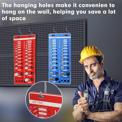 62 Nut and Bolt Thread Checker 25 SAE, Bolt and Nut Sizer, Thread Checker with 25 Standard & 25 Metric Bolt & 12 Drill Bit Gauge, for Identify Thread Sizes Used for Household and Professional in Kuwait