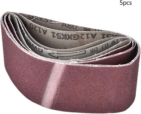 Generic ورق صنفرة الحزام، 5 قطع 457x75 مم حزام صنفرة شريط كاشط مجموعة صنفرة لأعمال النجارة، حبيبات تلميع معدنية 60/80/100/120/240 in Kuwait