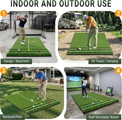 سجادة جولف FRUITEAM مزدوجة العشب مقاس 5 × 4 أقدام، محاذاة حصيرة ضرب الجولف السميكة ومساعد زاوية الاقتراب، ممارسة داخلية/خارجية in Kuwait