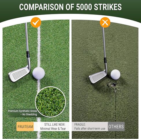 سجادة جولف FRUITEAM مزدوجة العشب مقاس 5 × 4 أقدام، محاذاة حصيرة ضرب الجولف السميكة ومساعد زاوية الاقتراب، ممارسة داخلية/خارجية in Kuwait
