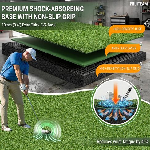 سجادة جولف FRUITEAM مزدوجة العشب مقاس 5 × 4 أقدام، محاذاة حصيرة ضرب الجولف السميكة ومساعد زاوية الاقتراب، ممارسة داخلية/خارجية in Kuwait
