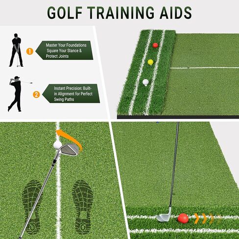 سجادة جولف FRUITEAM مزدوجة العشب مقاس 5 × 4 أقدام، محاذاة حصيرة ضرب الجولف السميكة ومساعد زاوية الاقتراب، ممارسة داخلية/خارجية in Kuwait