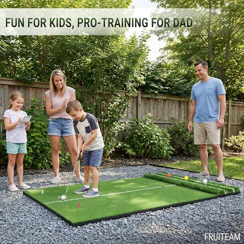 سجادة جولف FRUITEAM مزدوجة العشب مقاس 5 × 4 أقدام، محاذاة حصيرة ضرب الجولف السميكة ومساعد زاوية الاقتراب، ممارسة داخلية/خارجية in Kuwait