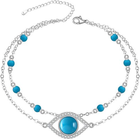 Fenthring Evil Eye Anklet Evil Evil Anklets sterling Silver Blue Evil Eary Eye Colet in Kuwait