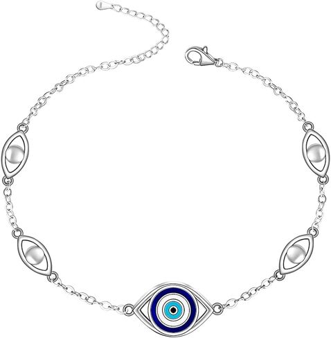 Fenthring Evil Eye Anklet Evil Evil Anklets sterling Silver Blue Evil Eary Eye Colet in Kuwait