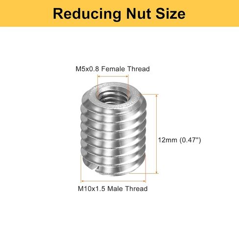 HARFINGTON 40 قطعة من حشوات إصلاح الخيط M10 x 1.5 ذكر إلى M5 x 0.8 أنثى خيط 12 مم طويل من الفولاذ المقاوم للصدأ تقليل المكسرات متري أكمام التنصت الذاتية الخيوط الصناعية السحابات in Kuwait
