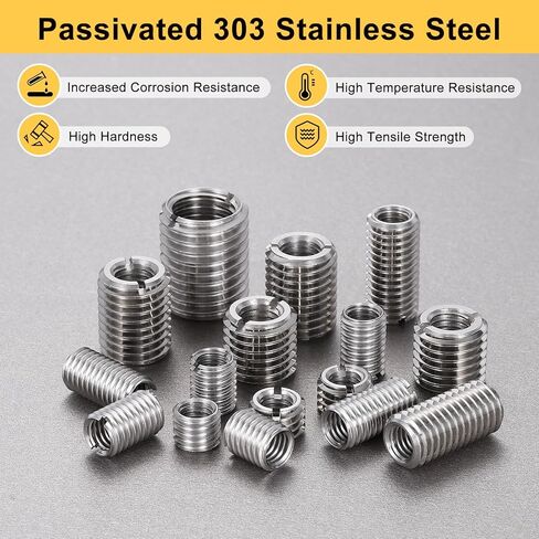 HARFINGTON 40 قطعة من حشوات إصلاح الخيط M10 x 1.5 ذكر إلى M5 x 0.8 أنثى خيط 12 مم طويل من الفولاذ المقاوم للصدأ تقليل المكسرات متري أكمام التنصت الذاتية الخيوط الصناعية السحابات in Kuwait