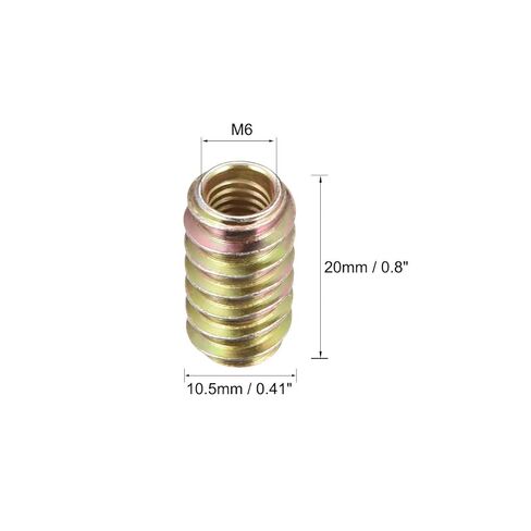 Furniture Threaded Insert Nuts Carbon Steel M6 Internal Thread 20mm Length 20pcs in Saudi Arabia