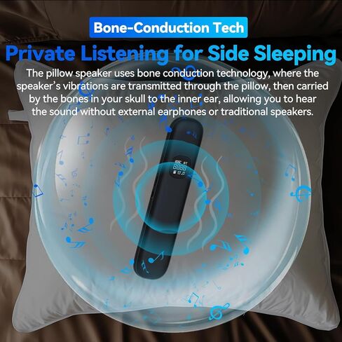 Bone Conduction Pillow Speaker | Under Pillow Bluetooth Speaker for Sleeping | Private Sleep Speaker with 11 White Noises & TF Card Slot – Ideal for Late-Night Scrolling Without Disturbing Partner in Kuwait