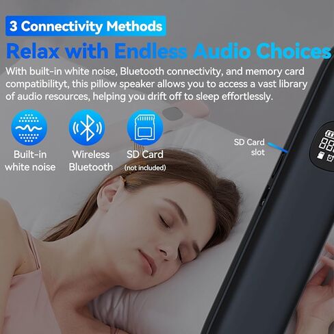 Bone Conduction Pillow Speaker | Under Pillow Bluetooth Speaker for Sleeping | Private Sleep Speaker with 11 White Noises & TF Card Slot – Ideal for Late-Night Scrolling Without Disturbing Partner in Kuwait