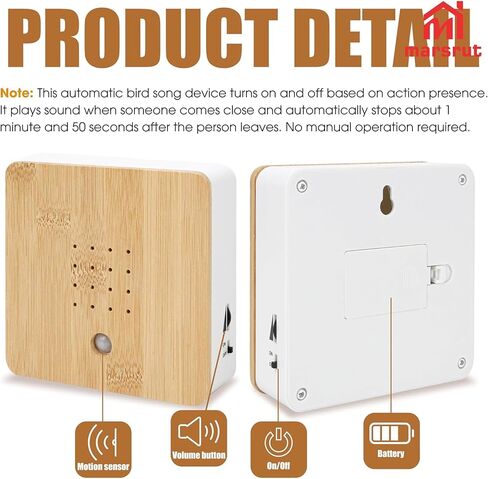 Bird Chirping Sound Device, Singing Bird Box Machine, Motion Sensor Activated Speaker with Natural Sounds, Nature Ambient Noise for Spa, Bathroom, Toilet, Guest, Relaxation, Therapy & Sleeping, 4.7" in Saudi Arabia