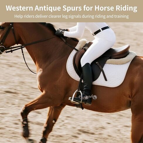 2 PCS Western Spurs, Cowboy Boot Spurs with Turnable Gear, Western Riding Gear with Secure Side Buckles for Training Cues Ranch Arena Riding in Saudi Arabia