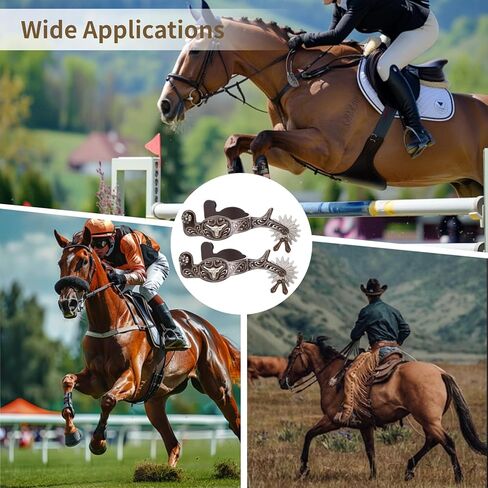2 PCS Western Spurs, Cowboy Boot Spurs with Turnable Gear, Western Riding Gear with Secure Side Buckles for Training Cues Ranch Arena Riding in Saudi Arabia