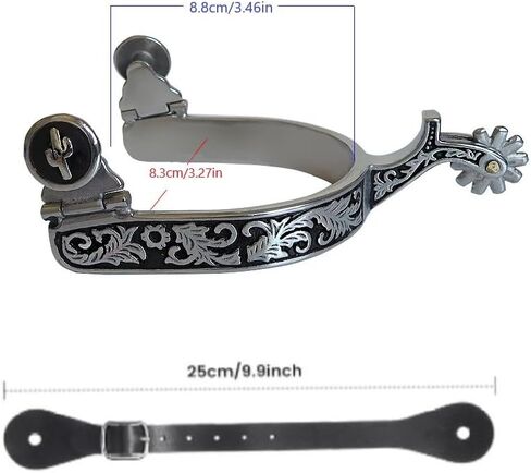 نتوءات رعاة البقر الغربية، مقترنة بحزام مهماز مكون من 6 فتحات، وأشرطة جلدية من الفولاذ المقاوم للصدأ، ترس قابل للدوران، ركوب الخيل الفروسية للرجال والنساء in Kuwait