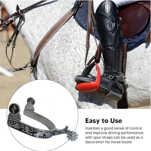 نتوءات رعاة البقر الغربية، مقترنة بحزام مهماز مكون من 6 فتحات، وأشرطة جلدية من الفولاذ المقاوم للصدأ، ترس قابل للدوران، ركوب الخيل الفروسية للرجال والنساء in Kuwait