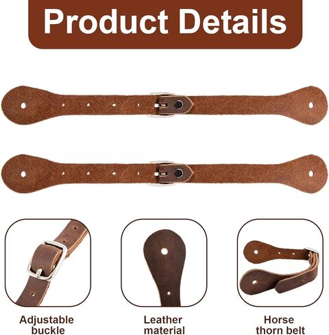 2 Pcs Crazy Horse Leather Spur Straps, Adjustable Single Ply Western Handmade Spur Straps for Men & Women, Full Grain Leather Boot Accessories for Horse Riding, Rodeo & Ranch in Kuwait