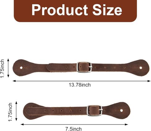 2 Pcs Crazy Horse Leather Spur Straps, Adjustable Single Ply Western Handmade Spur Straps for Men & Women, Full Grain Leather Boot Accessories for Horse Riding, Rodeo & Ranch in Kuwait