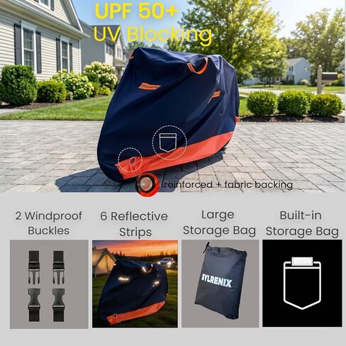 Waterproof E-Bike Cover, 420D Heavy Duty, Windproof, PU Coated, Compatible with Aventon Level 3, Velotric Discover 3 & Specialized Turbo Vado, up to 29"/700C in Saudi Arabia