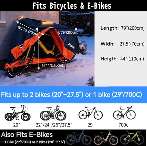Waterproof E-Bike Cover, 420D Heavy Duty, Windproof, PU Coated, Compatible with Aventon Level 3, Velotric Discover 3 & Specialized Turbo Vado, up to 29"/700C in Saudi Arabia