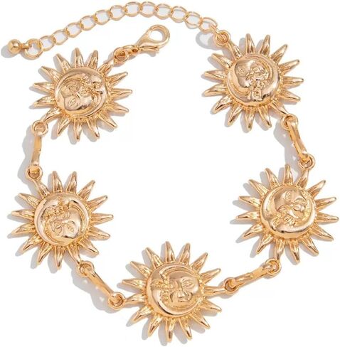 Summer Beach Sunflower Pendant Anklet Bracelet,Metal Sun Tassel Anklets,Bikini Gold Sunflower Foot Chain Boho Adjustable Leg Bracelet Jewelry for Women in Saudi Arabia