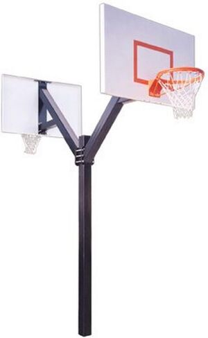 First Team Legend Jr. Extreme Dual Steel Double Sided In Ground Double Sided Fixed Height Basketball System44; Black in Saudi Arabia