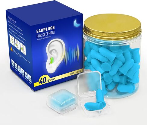 سدادات أذن لإلغاء الضوضاء أثناء النوم - سدادات أذن 40 ديسيبل لتقليل الضوضاء - سدادات أذن أكثر هدوءًا للعمل في الحفلات الموسيقية والسفر والدراسة - حماية السمع وحجب الصوت - أزرق 10 أزواج في حالتين in Kuwait