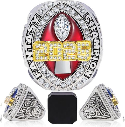 2024 Fantasy Football Ring 2025 with Wooden Box League Champion Trophy Rings Premium Award for Winner in Kuwait