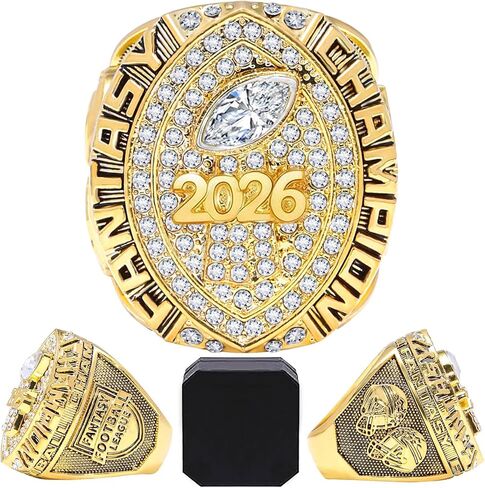 2024 Fantasy Football Ring 2025 with Wooden Box League Champion Trophy Rings Premium Award for Winner in Kuwait