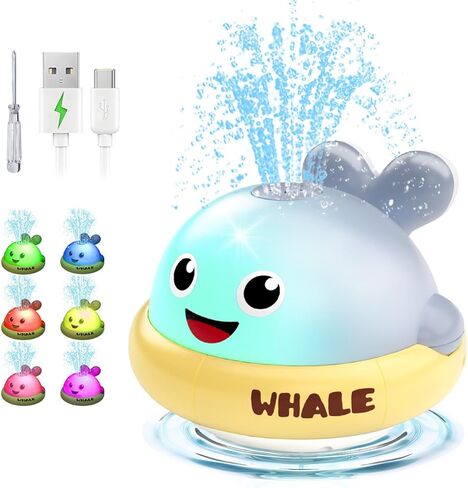 Light up Baby Bath Toys: Whale Bath Toy Sprinkler, Bath Toys for Kids Ages 1-3, Bathtub Outdoor Water Pool Toys for Toddlers 1 2 3 Year Old, Birthday Gift for Boys & Girls in Kuwait