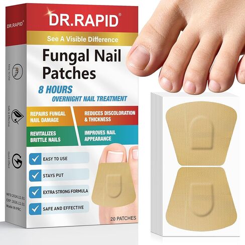 Fungal Nail Patches, Toenail Fungus Treatment Extra Strength - 20 Fungal Nail Patches for Toe Nail Fungus Treatments, 8-Hour Nighttime Nail Fungus Patches for Nail Fungus Treatment in Kuwait