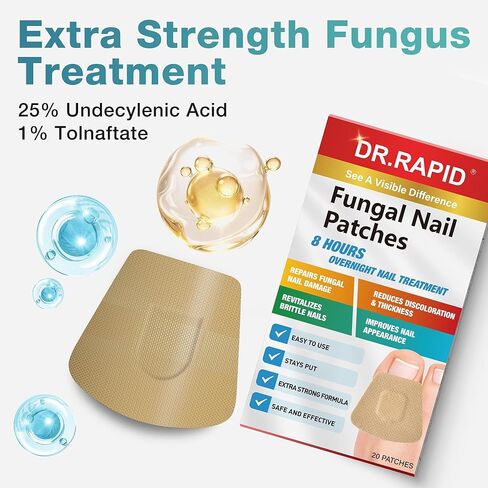 Fungal Nail Patches, Toenail Fungus Treatment Extra Strength - 20 Fungal Nail Patches for Toe Nail Fungus Treatments, 8-Hour Nighttime Nail Fungus Patches for Nail Fungus Treatment in Kuwait