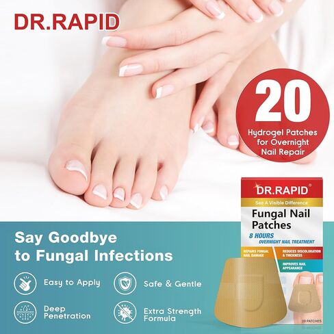 Fungal Nail Patches, Toenail Fungus Treatment Extra Strength - 20 Fungal Nail Patches for Toe Nail Fungus Treatments, 8-Hour Nighttime Nail Fungus Patches for Nail Fungus Treatment in Kuwait