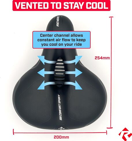 Revere Memory Foam Wide Bike Seat with Rear LED Safety Light – Waterproof, Shock-Absorbing Ergonomic Saddle for Road, Mountain, Cruiser & Exercise Bikes in Kuwait
