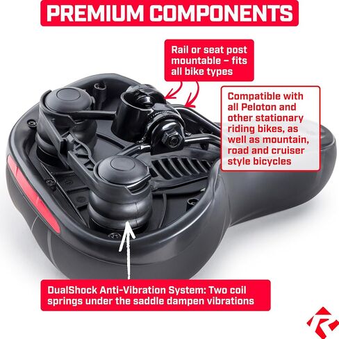 Revere Memory Foam Wide Bike Seat with Rear LED Safety Light – Waterproof, Shock-Absorbing Ergonomic Saddle for Road, Mountain, Cruiser & Exercise Bikes in Kuwait