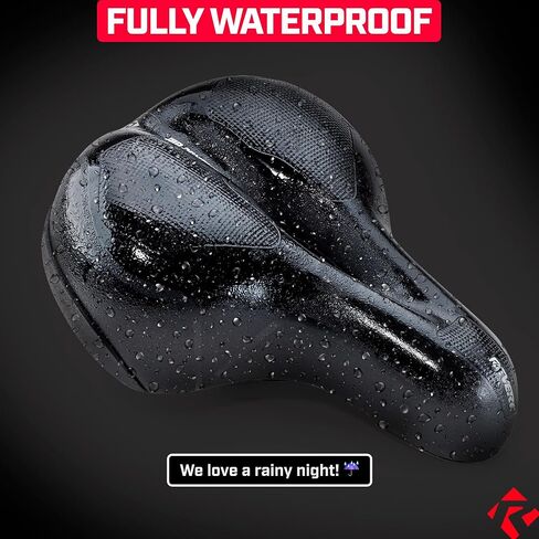 Revere Memory Foam Wide Bike Seat with Rear LED Safety Light – Waterproof, Shock-Absorbing Ergonomic Saddle for Road, Mountain, Cruiser & Exercise Bikes in Kuwait