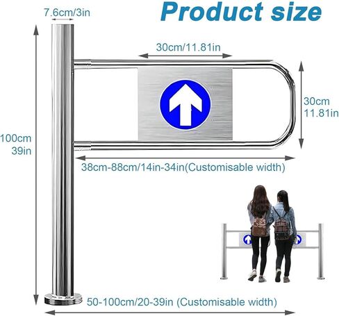 بوابة تأرجح تلقائية للارتداد، باب يدوي واسع من الفولاذ المقاوم للصدأ، بوابة تأرجح تلقائية للارتداد، وصول يدوي مفتوح للمشاة بزاوية 90 درجة لمحلات السوبر ماركت والمصانع والحدائق - آمن، متين، سهل الاستخدام in Kuwait