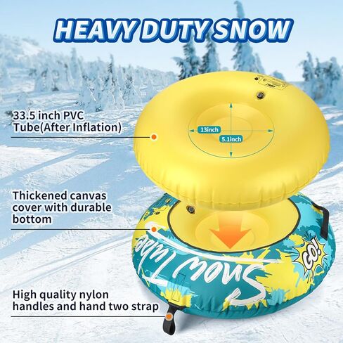 أنبوب ثلج عالي التحمل قابل للنفخ مع غطاء قماشي متين - زلاجة ثلجية ممتازة للأطفال والكبار، متعة الشتاء في الهواء الطلق in Kuwait