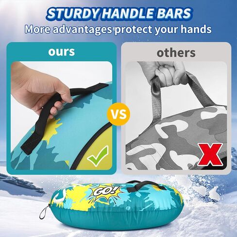 أنبوب ثلج عالي التحمل قابل للنفخ مع غطاء قماشي متين - زلاجة ثلجية ممتازة للأطفال والكبار، متعة الشتاء في الهواء الطلق in Kuwait