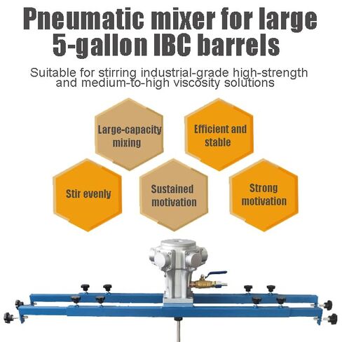 IBC Pneumatic Paint Mixer for 5-Gallon Barrels, 265 Gallon Air Agitator with Stainless Steel Rod, 1HP Motor, 0-1300 RPM, 1000L Capacity in Saudi Arabia