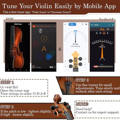 كمان من الخشب الصلب 4/4 للمبتدئين - كمان صوتي من أعلى شجرة التنوب وظهر من خشب القيقب، مجموعة للمبتدئين مع قوس من خشب الورد، وصنوبر، ومسند للكتف، وأوتار إضافية وجسر (كلاسيكي، كامل) in Kuwait