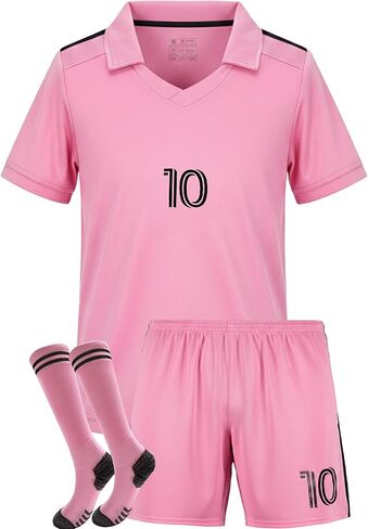 Complete Soccer and Casual Set with Slim Fit Graphic Tee, Full Away Kit, Jersey, Shorts, Socks, Youth Sizes in Saudi Arabia