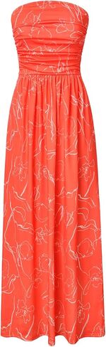 GRACE KARIN Women Strapless Casual Loose Ruched Long Maxi Dress with Pockets in Saudi Arabia