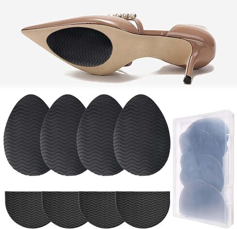 4 قطع من مقابض الأحذية المضادة للانزلاق في الجزء السفلي من واقي نعل الحذاء للكعب، مقابض مضادة للانزلاق في الجزء السفلي ومنصات مضادة للانزلاق، علكة لمنع الانزلاق القوي تناسب نعل الحذاء الأمامي وHEE in Kuwait