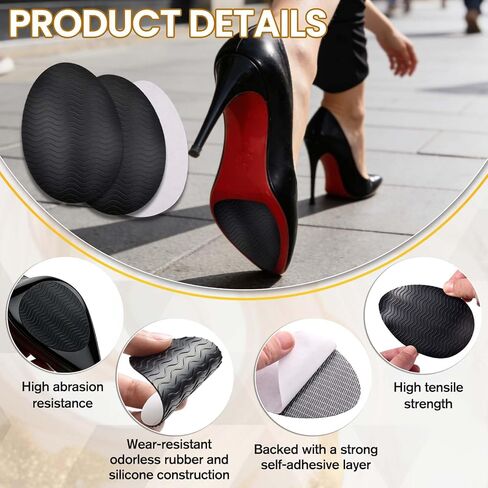 4 قطع من مقابض الأحذية المضادة للانزلاق في الجزء السفلي من واقي نعل الحذاء للكعب، مقابض مضادة للانزلاق في الجزء السفلي ومنصات مضادة للانزلاق، علكة لمنع الانزلاق القوي تناسب نعل الحذاء الأمامي وHEE in Kuwait