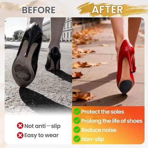 4 قطع من مقابض الأحذية المضادة للانزلاق في الجزء السفلي من واقي نعل الحذاء للكعب، مقابض مضادة للانزلاق في الجزء السفلي ومنصات مضادة للانزلاق، علكة لمنع الانزلاق القوي تناسب نعل الحذاء الأمامي وHEE in Kuwait