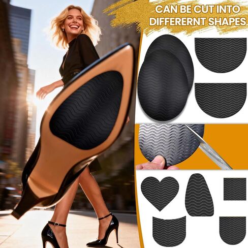 4 قطع من مقابض الأحذية المضادة للانزلاق في الجزء السفلي من واقي نعل الحذاء للكعب، مقابض مضادة للانزلاق في الجزء السفلي ومنصات مضادة للانزلاق، علكة لمنع الانزلاق القوي تناسب نعل الحذاء الأمامي وHEE in Kuwait