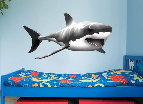 ملصق حائط VWAQ العملاق لسمك القرش الأبيض العظيم قابل للتقشير واللصق... (13 بوصة ارتفاع × 24 بوصة عرض) in Kuwait
