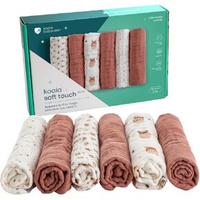Koala Babycare 5 Pack 20 "x10" عبور الشاش للبنين والبنات - Gots & Oeko -Tex Cotton Burp Burp for Newbborns - Absorbbbbrobbrite Neutral Burping Cloths To Feeding - Baby Bibs Essentials in Kuwait